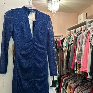 SMALL BLUE LACE BEBE DRESS WITH TAGS, new